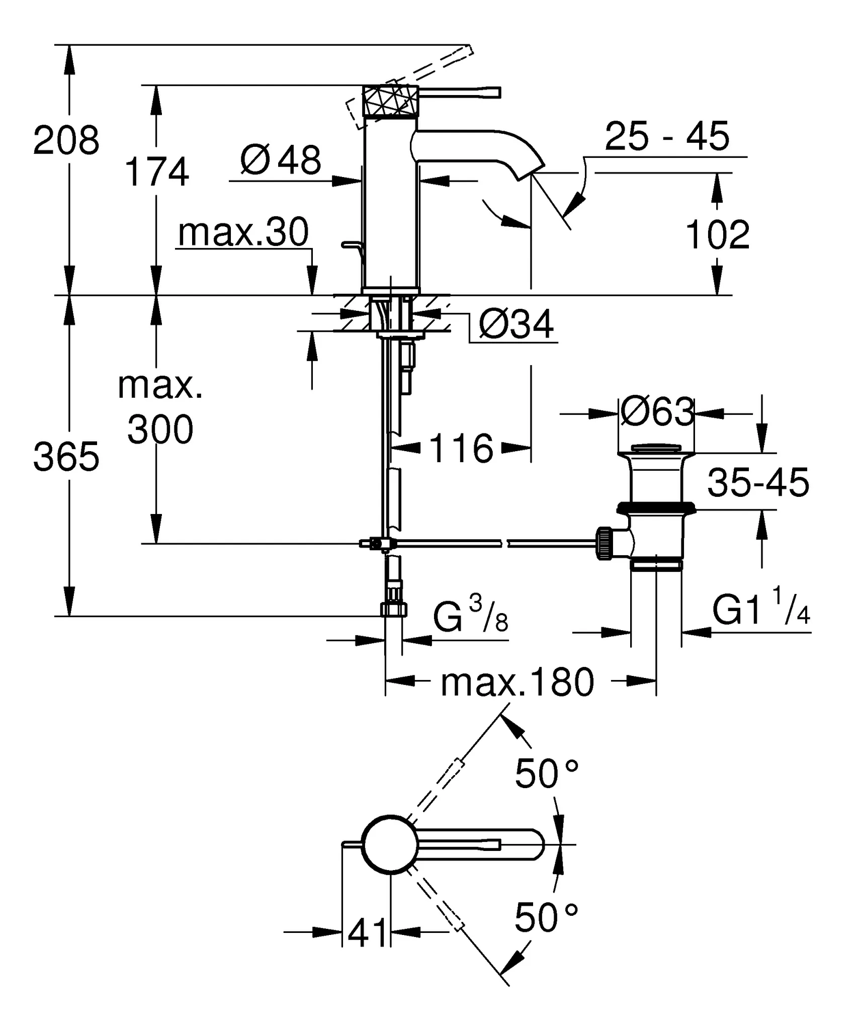 Grohe Essence Einhand-Waschtischbatterie, S-Size, crafted cool sunrise geb.