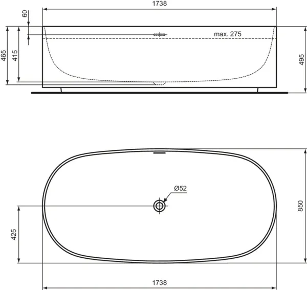 Ideal Standard Badewanne „Linda-X“ 85 × 173,8 cm Ideal Standard Badewanne „Linda-X“ 85 × 173,8 cm