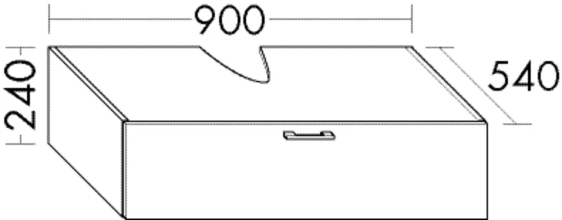 Burgbad Waschtischunterschrank Sys30, 900 mm breit, 540 mm tief, 240 mm hoch, 1 Schublade, inkl. Metallkonsolen