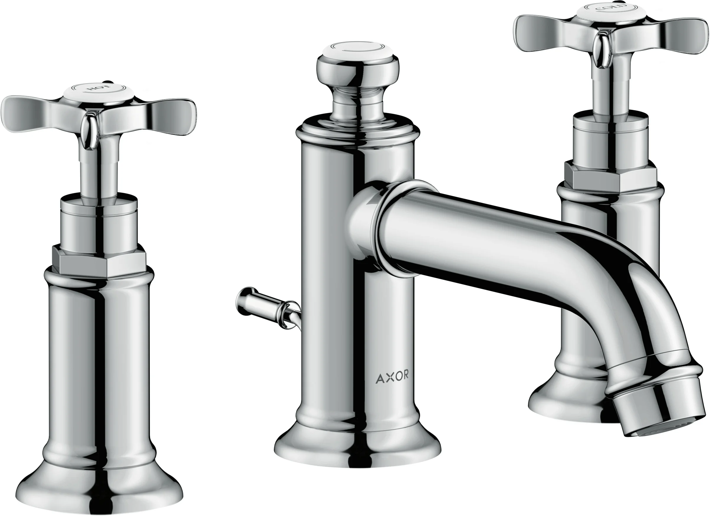 Hansgrohe AXOR Montreux 3-Loch Waschtischarmatur Unterputz, Chrom, Ausladung 225 mm, Kreuzgriff, Normalstrahl