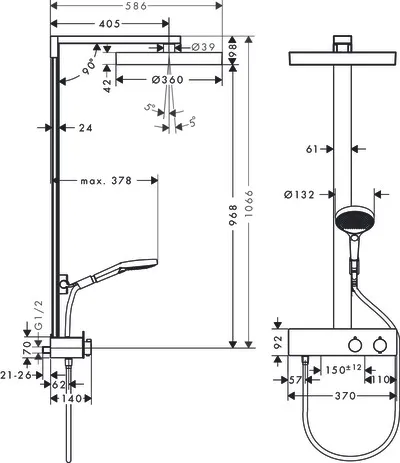 Rainfinity Showerpipe 360 1jet mit ShowerTablet 350 Chrom Rainfinity Showerpipe 360 1jet mit ShowerTablet 350 Chrom
