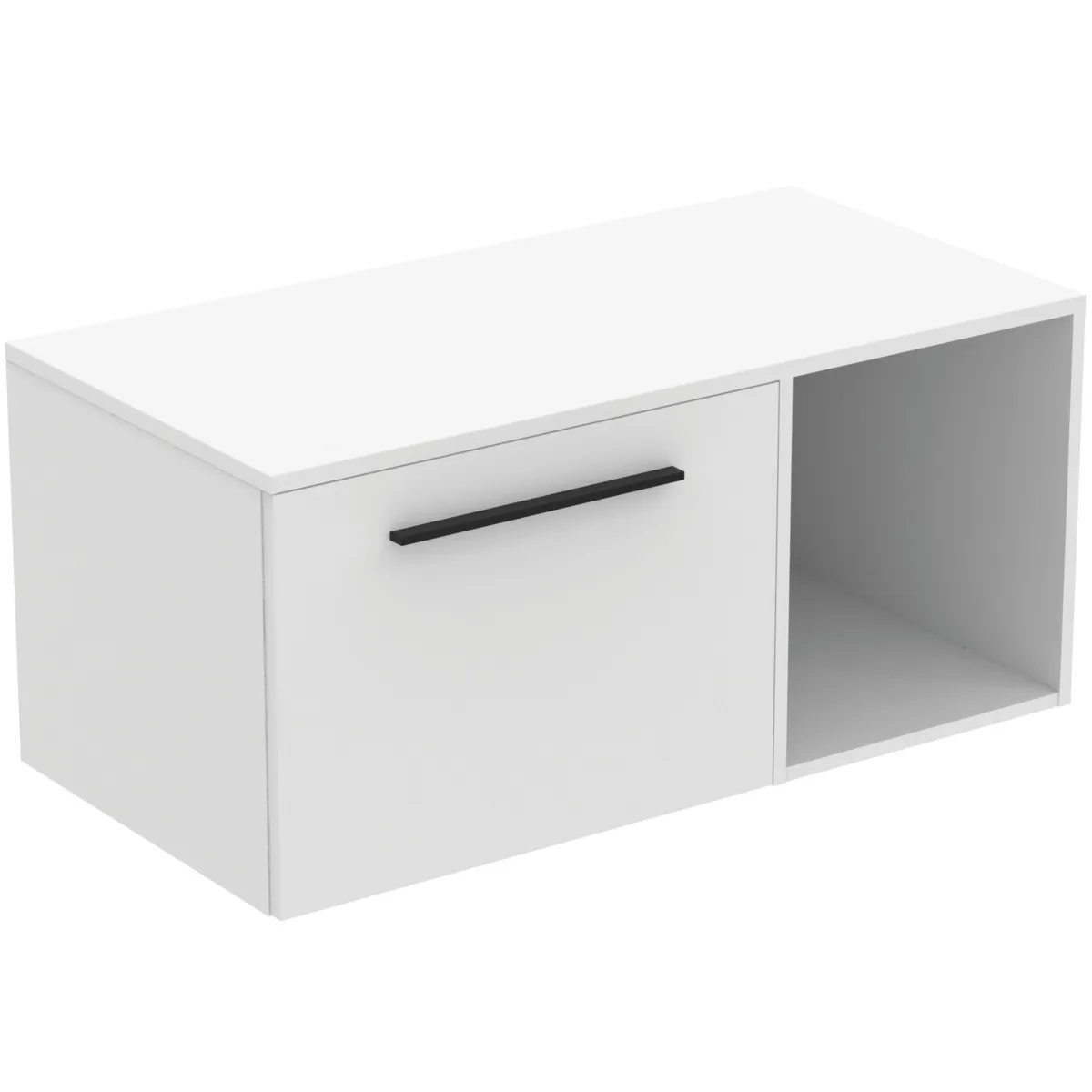 Möbel-Set 100cm i.life B 1 Auszug 1 offenes Fach Griff Schwarz Weiß matt