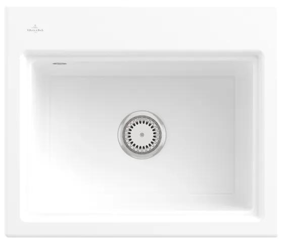 Villeroy & Boch flächenbündiges Küchenspülbecken „Subway Style“ 60 S flat 600 × 510 × 220 mm, für Becken rechts in Weiß Alpin