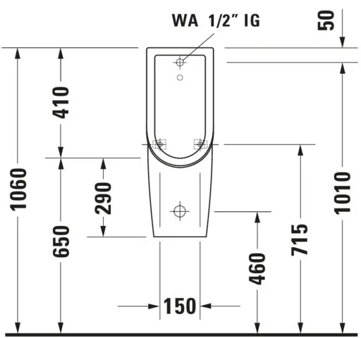 Urinal Starck 3, Zulauf von hinten rimless, ohne Fliege, weiß Urinal Starck 3, Zulauf von hinten rimless, ohne Fliege, weiß