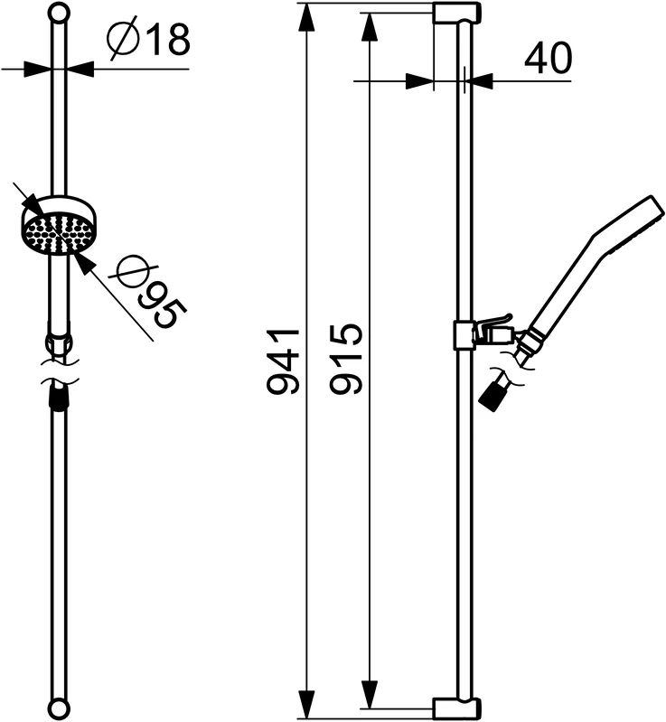 HansaMEDIJET Wandstangen-Brausenset Hansamedipro Chrom