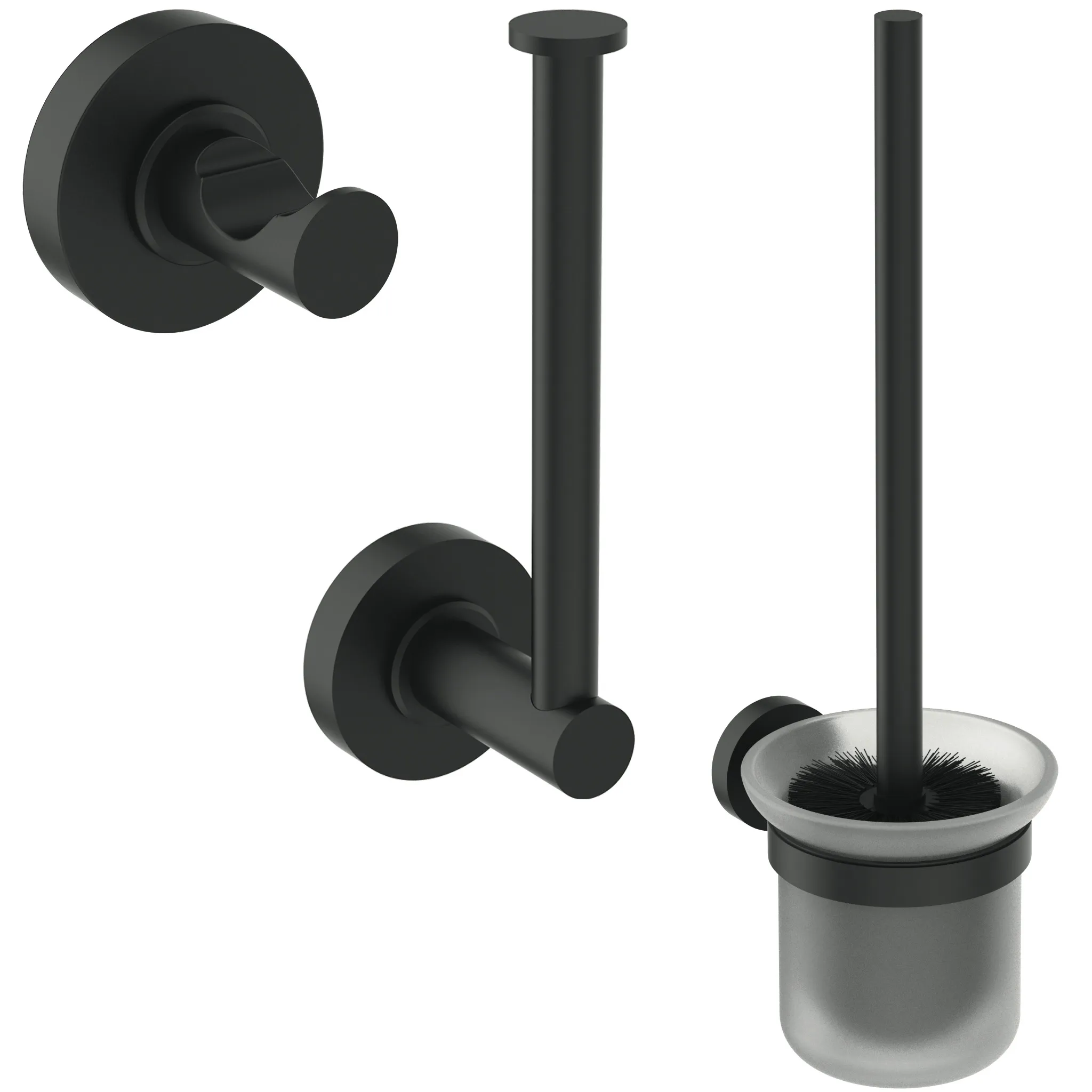 Accessoires-Paket IOM Enthalten sind: WC-Bürstengarnitur, Papierrollenhalter und Handtuchhaken, Silk Black Accessoires-Paket IOM Enthalten sind: WC-Bürstengarnitur, Papierrollenhalter und Handtuchhaken, Silk Black