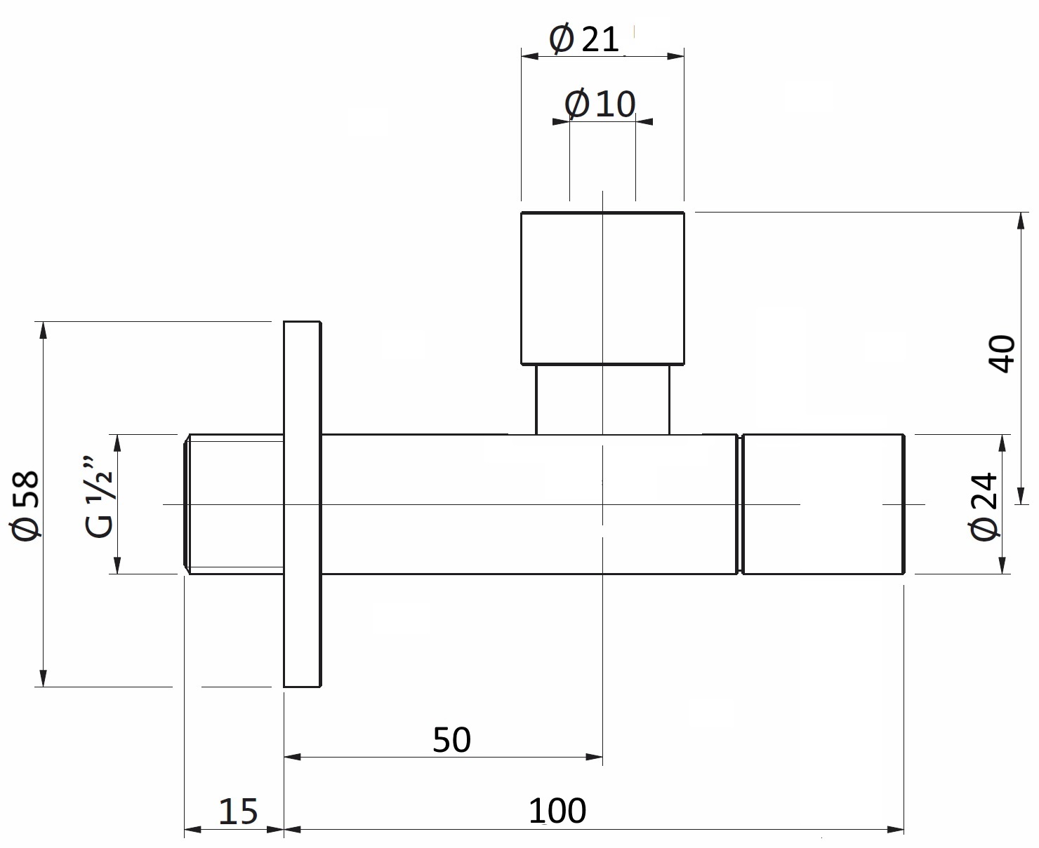 Eckventil AqvaZone - eckig - 1/2″ × 3/8" - Schubrosette - chrom Eckventil AqvaZone - eckig - 1/2″ × 3/8" - Schubrosette - chrom