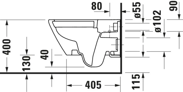 Wand-Tiefspül-WC „D-Neo“ 37 × 40 × 54 cm, Befestigung verdeckt, ohne Spülrand