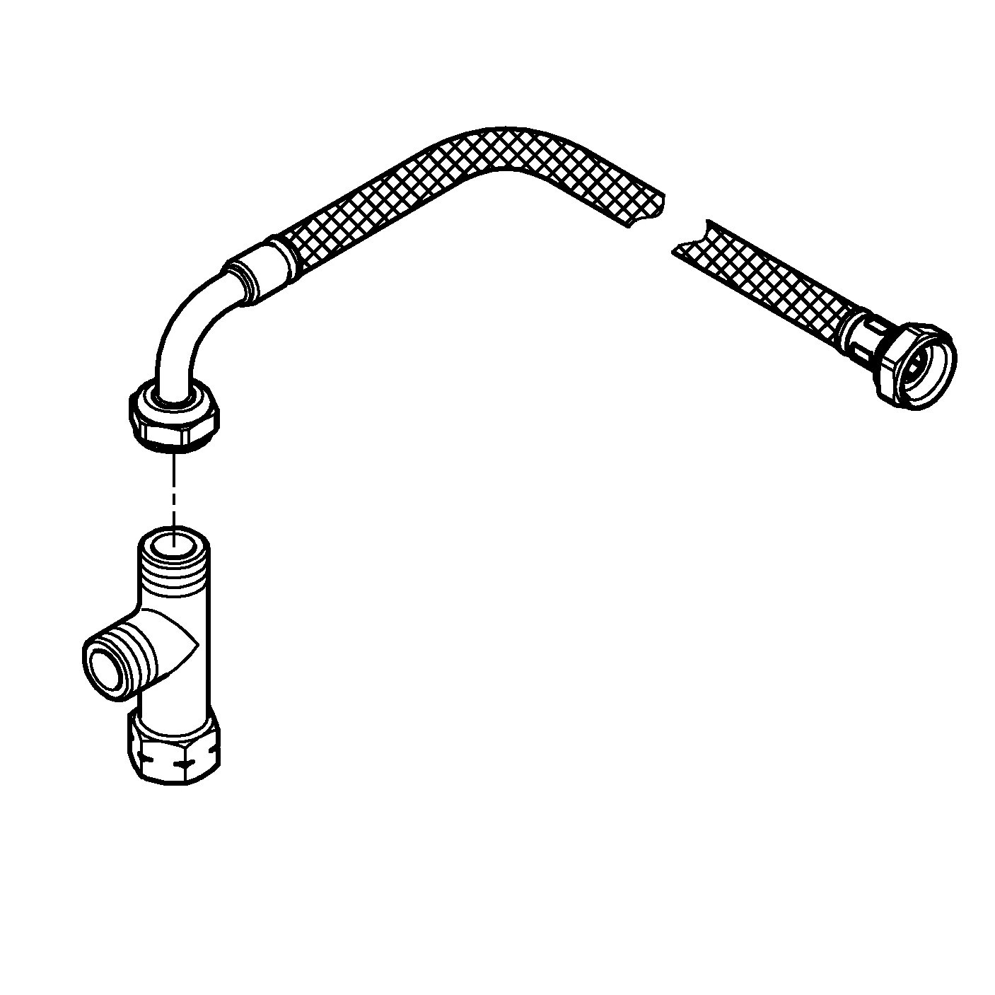 Installationsset 14074, Schlauch und T-Stück, für Dusch-WC-Aufsatz, chrom