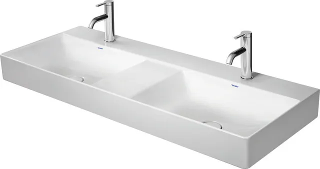 Doppel-Möbelwaschtisch „DuraSquare“, ohne Überlauf Becken: mittig / Größe: 120 × 47 cm / Hahnlochbohrung: ohne Hahnlochbohrung / Hahnlochposition: ohne / Oberflächenveredelung: mit WonderGliss Doppel-Möbelwaschtisch „DuraSquare“, ohne Überlauf Becken: mittig / Größe: 120 × 47 cm / Hahnlochbohrung: ohne Hahnlochbohrung / Hahnlochposition: ohne / Oberflächenveredelung: mit WonderGliss