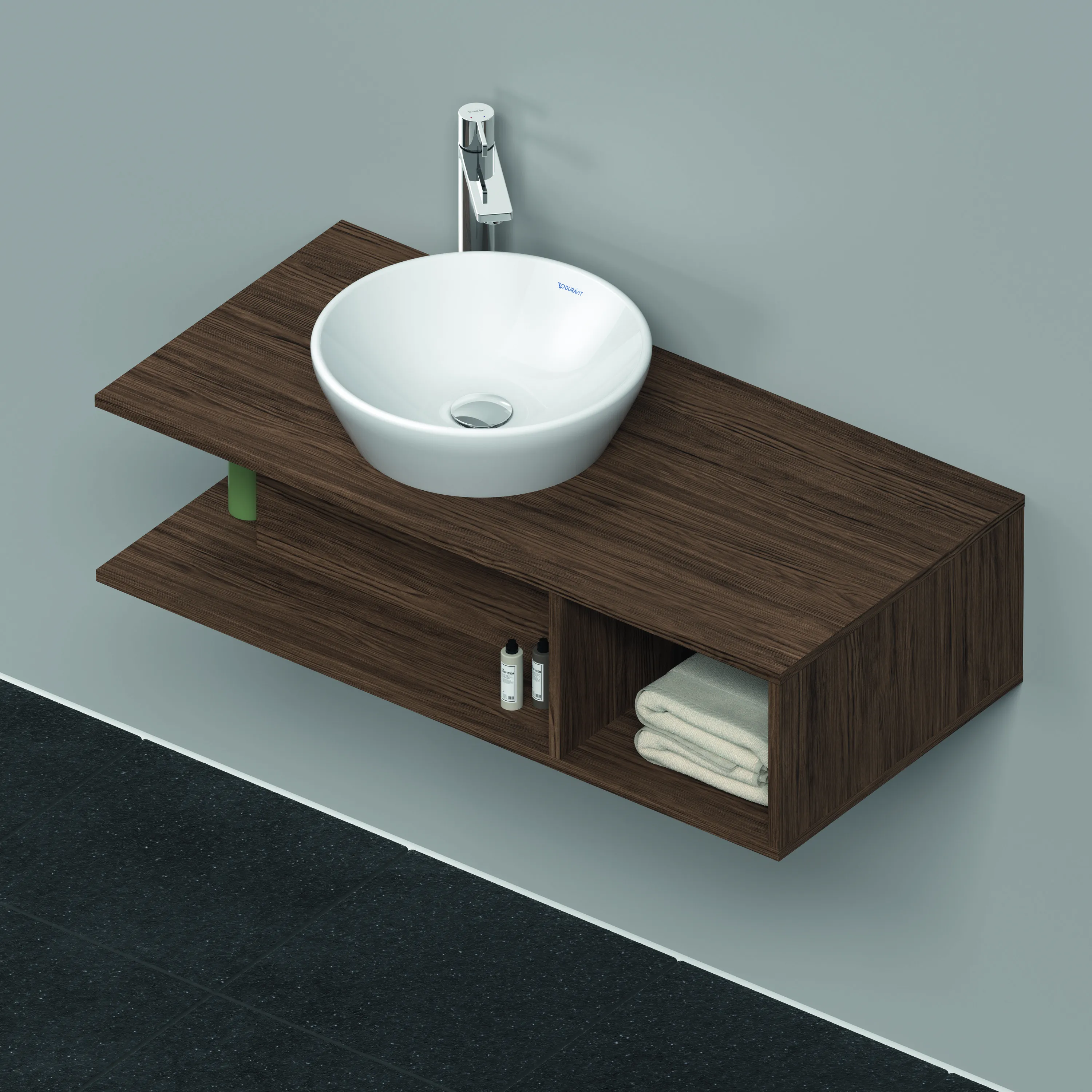 Duravit Waschtischunterschrank wandhängend „D-Neo“ 100 × 26 × 48 cm Nussbaum Dunkel