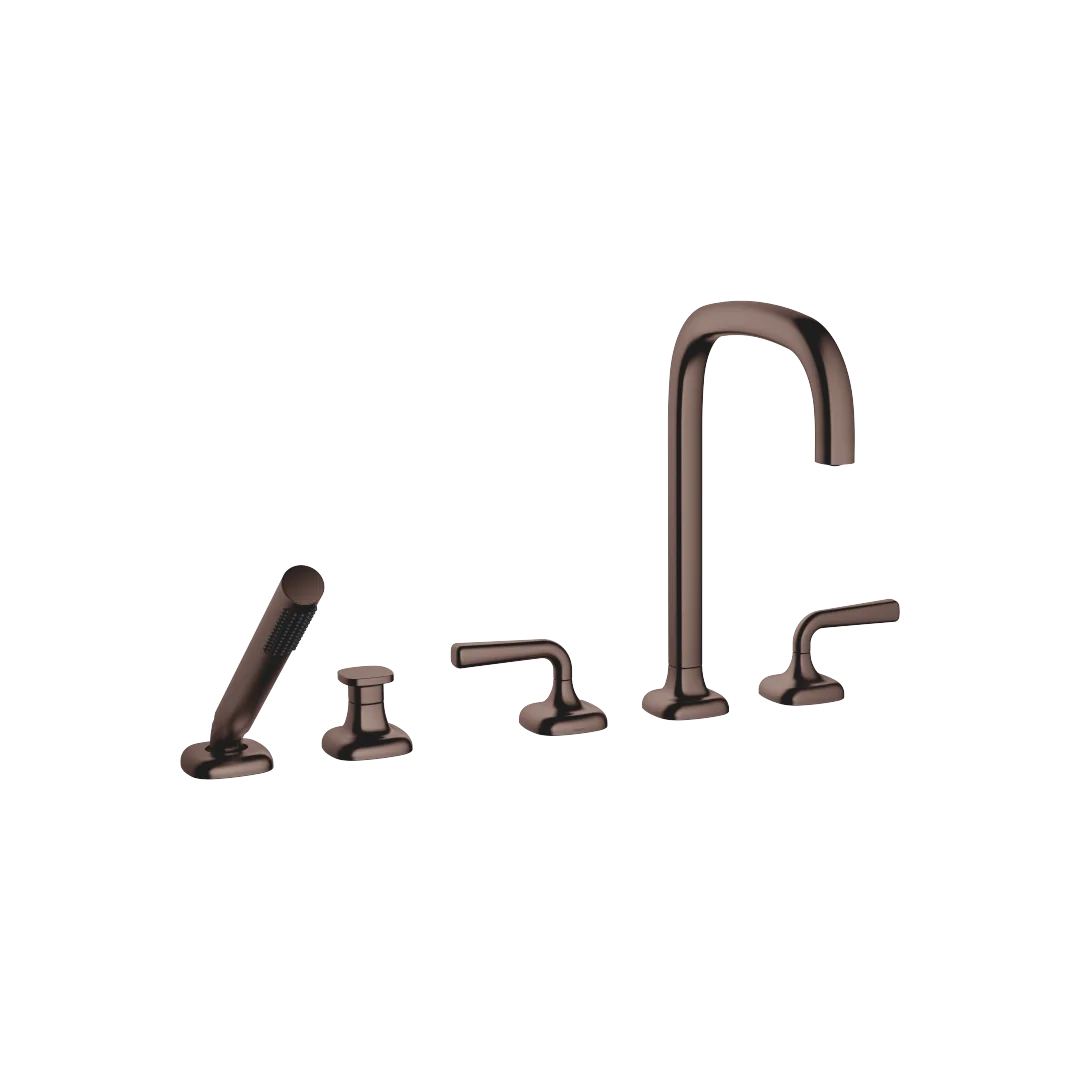 Dornbracht COYA Wannen-Fünflochbatterie, Dark Bronze gebürstet (PVD), Ausladung 220 mm, Armaturenhöhe 312 mm, Bohrungsdurchmesser 32 mm Dornbracht COYA Wannen-Fünflochbatterie, Dark Bronze gebürstet (PVD), Ausladung 220 mm, Armaturenhöhe 312 mm, Bohrungsdurchmesser 32 mm