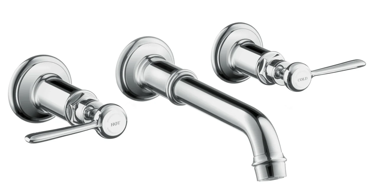 Hansgrohe AXOR Montreux 3-Loch Waschtischarmatur Unterputz, Chrom, Ausladung 225 mm, Hebelgriff, Normalstrahl, max. Durchfluss 5 l/min