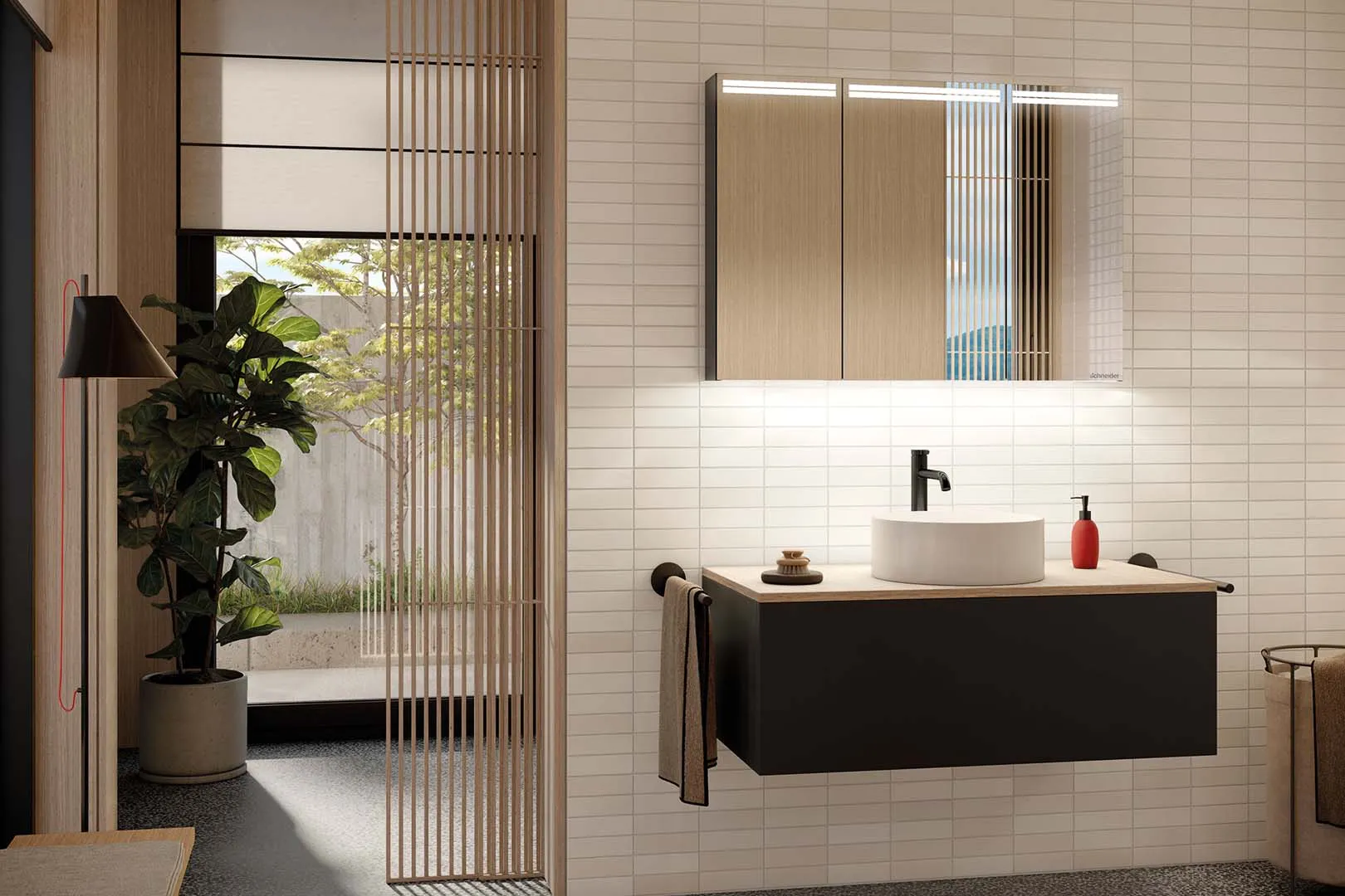 Schneider Spiegelschrank ARANGA TW - 1495 x 700 x 120 mm, schwarz matt, Aluminium-Korpus, LED-Beleuchtung Tunable White Schneider Spiegelschrank ARANGA TW - 1495 x 700 x 120 mm, schwarz matt, Aluminium-Korpus, LED-Beleuchtung Tunable White