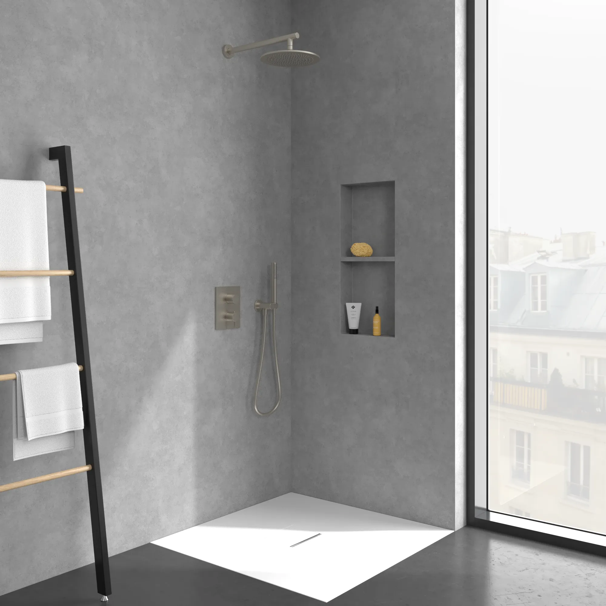 Villeroy & Boch Conum Unterputz-Thermostat, Brushed Nickel Matt, 190 mm Höhe, 150 x 45 x 190 mm, Laminarstrahl Villeroy & Boch Conum Unterputz-Thermostat, Brushed Nickel Matt, 190 mm Höhe, 150 x 45 x 190 mm, Laminarstrahl