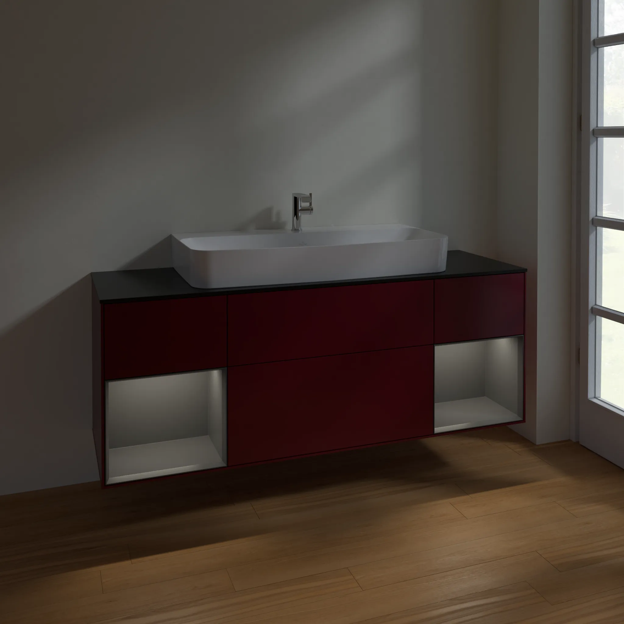 Villeroy & Boch Waschtischunterschrank „Finion“ für Schrankwaschtisch 1600 × 603 × 501 mm Peony Matt Lacquer, für Becken mittig Villeroy & Boch Waschtischunterschrank „Finion“ für Schrankwaschtisch 1600 × 603 × 501 mm Peony Matt Lacquer, für Becken mittig