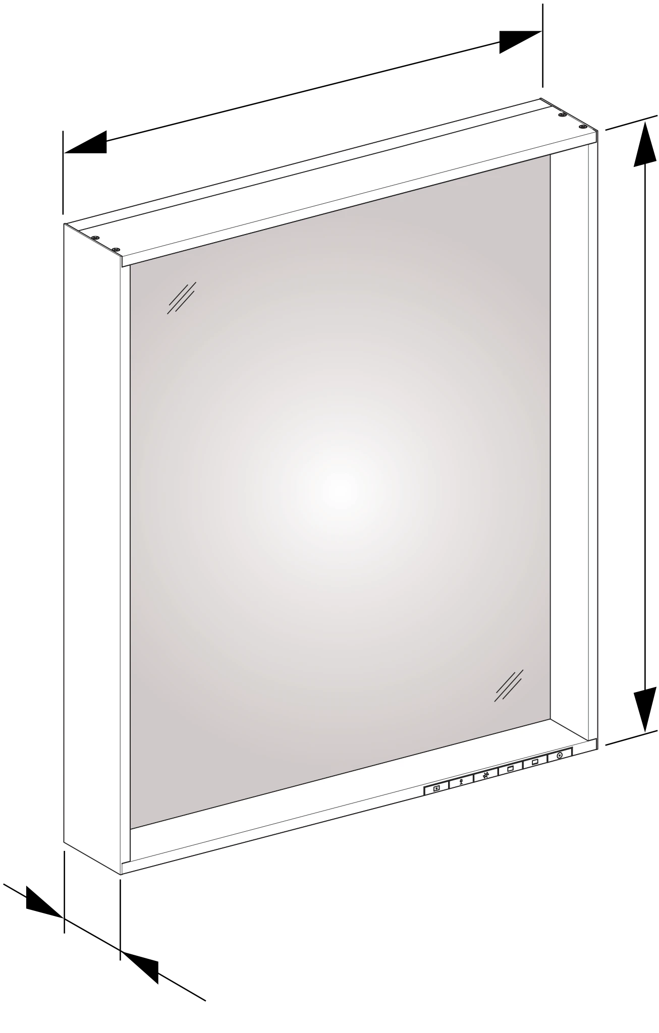 KEUCO Spiegel „Plan“ in Silber (eloxiert), mit Spiegelheizung 650 × 700 mm