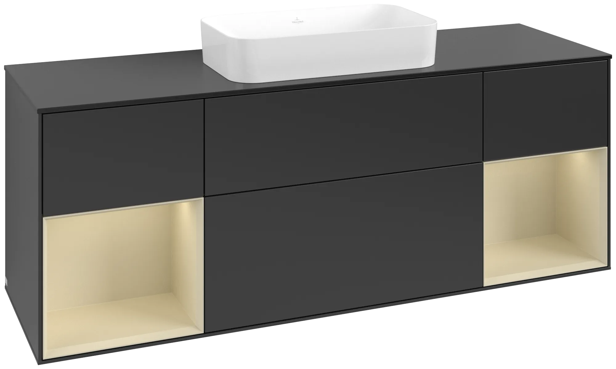 Villeroy & Boch Finion Waschbeckenunterschrank G74, 1600x603x501mm, Black Matt / Silk Grey Matt