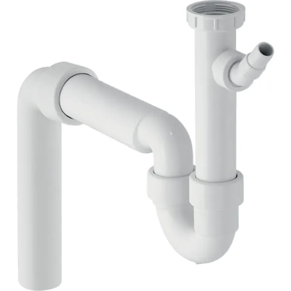 Rohrbogengeruchsverschluss für Spülbecken, mit Winkelschlauchtülle, Abgang vertikal: d=50mm, G=1 1/2″, weiß-alpin Rohrbogengeruchsverschluss für Spülbecken, mit Winkelschlauchtülle, Abgang vertikal: d=50mm, G=1 1/2″, weiß-alpin