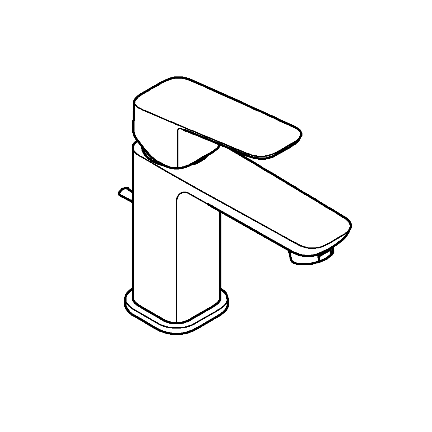 Einhand-Waschtischbatterie Cubeo 101730, S-Size, Mittelstellung kalt Zugstangen-Ablaufgarnitur, chrom