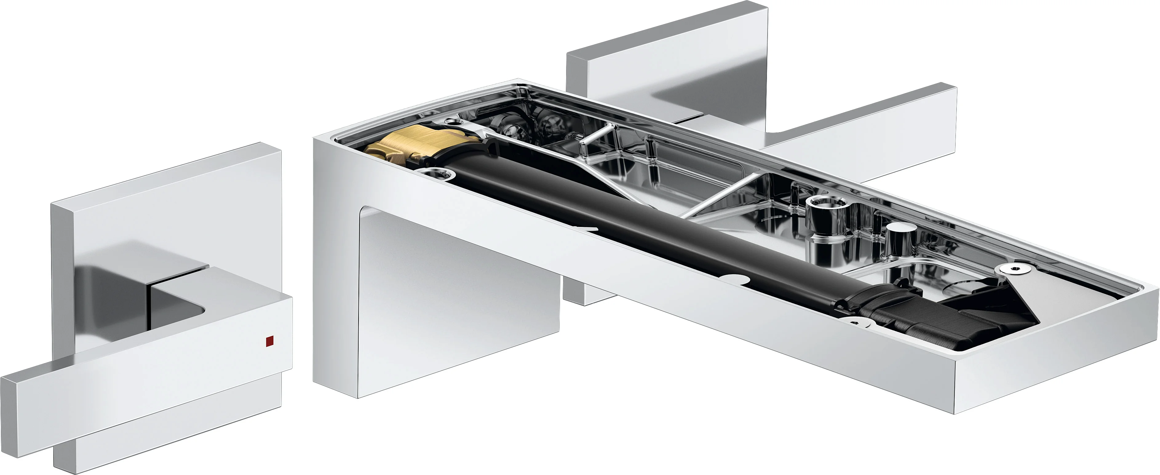 Hansgrohe AXOR MyEdition 3-Loch Waschtischarmatur, Chrom, Ausladung 221 mm, Hebelgriff, PowderRain Strahlart, max. Durchfluss 5 l/min