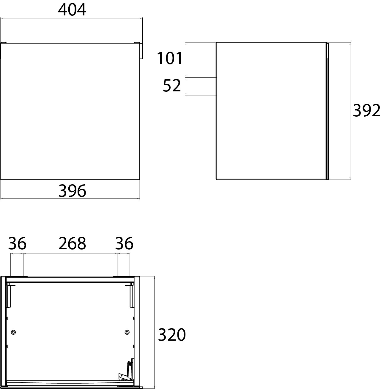 Waschtisch-Unterschrank evo, Griff rechts 396x392x320 mm, optiwhite