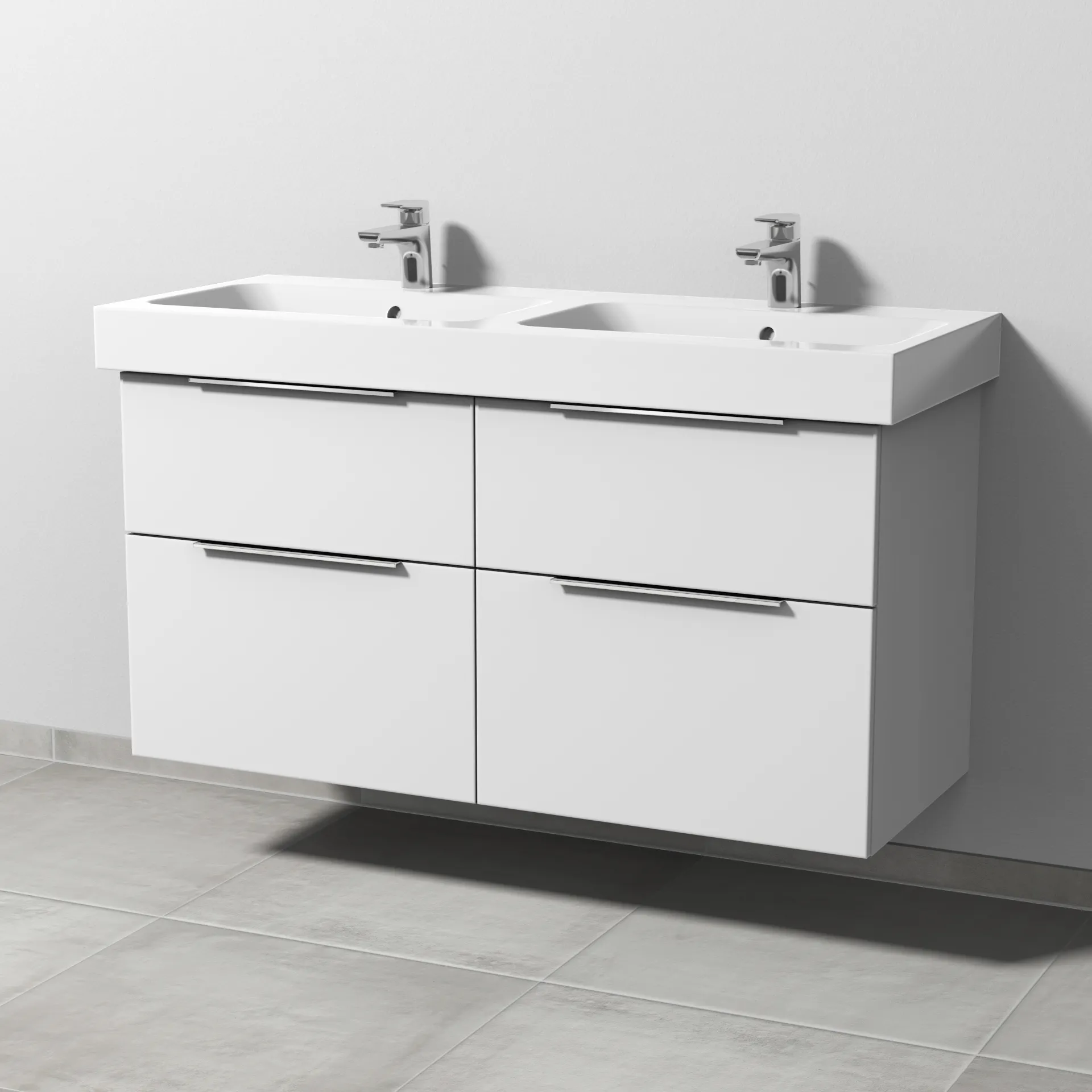 Sanipa Waschtischunterschrank „3way“ passend zu Keramik-Waschtische iCon von Geberit 1150 × 593 × 462 mm in Weiß-Soft, mit Hahnlochbohrung, Becken