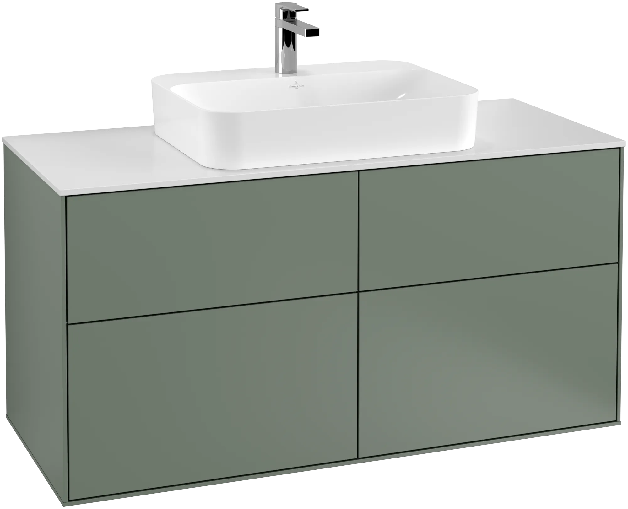 Villeroy & Boch Finion Waschbeckenunterschrank G38 1200x603x501mm Olive Matt Lacquer / Glass White Matt