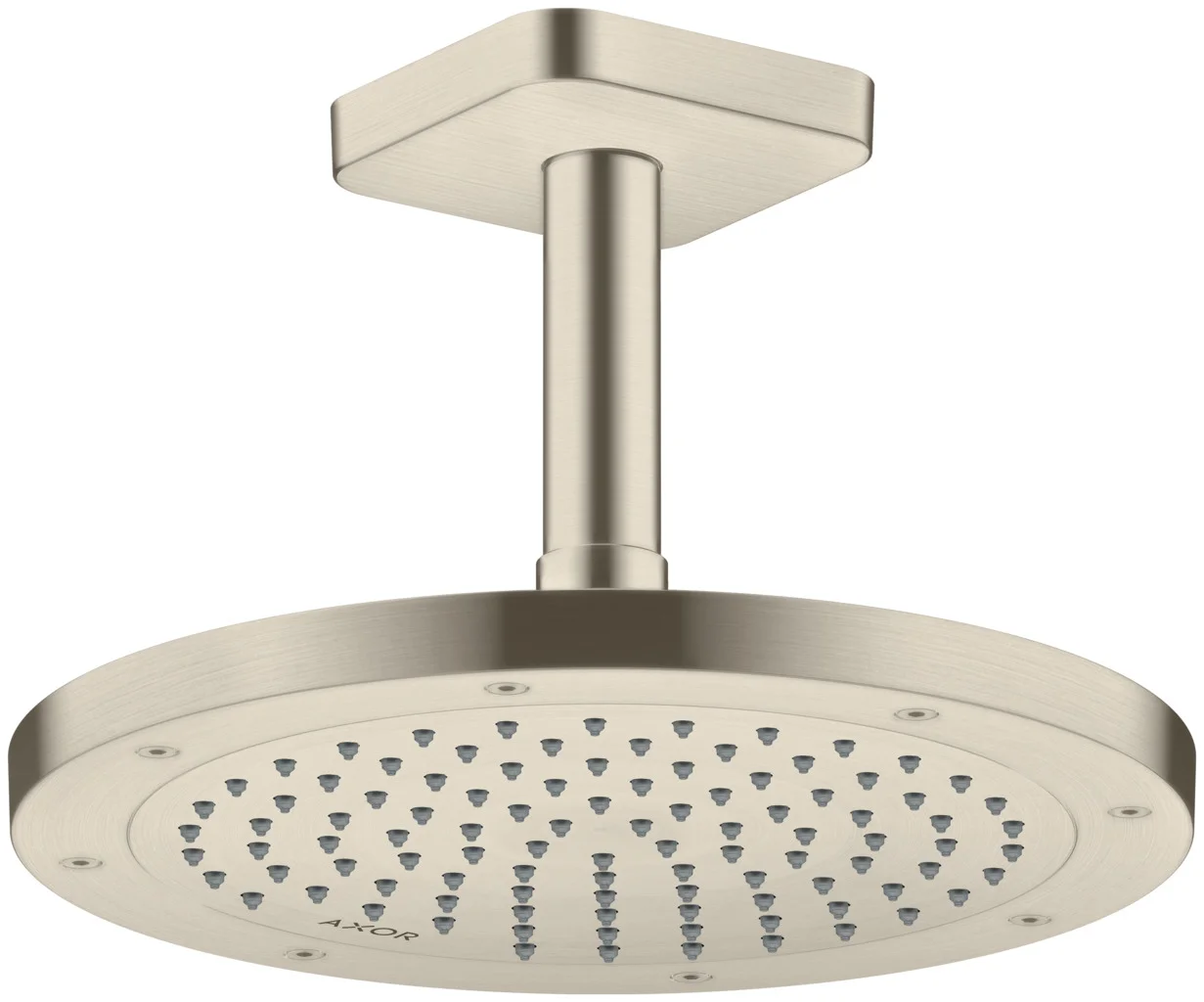 Hansgrohe AXOR ShowerSolutions Deckenanschluss 100 mm softsquare Brushed Nickel Aufputzmontage Messing G 1/2 Hansgrohe AXOR ShowerSolutions Deckenanschluss 100 mm softsquare Brushed Nickel Aufputzmontage Messing G 1/2