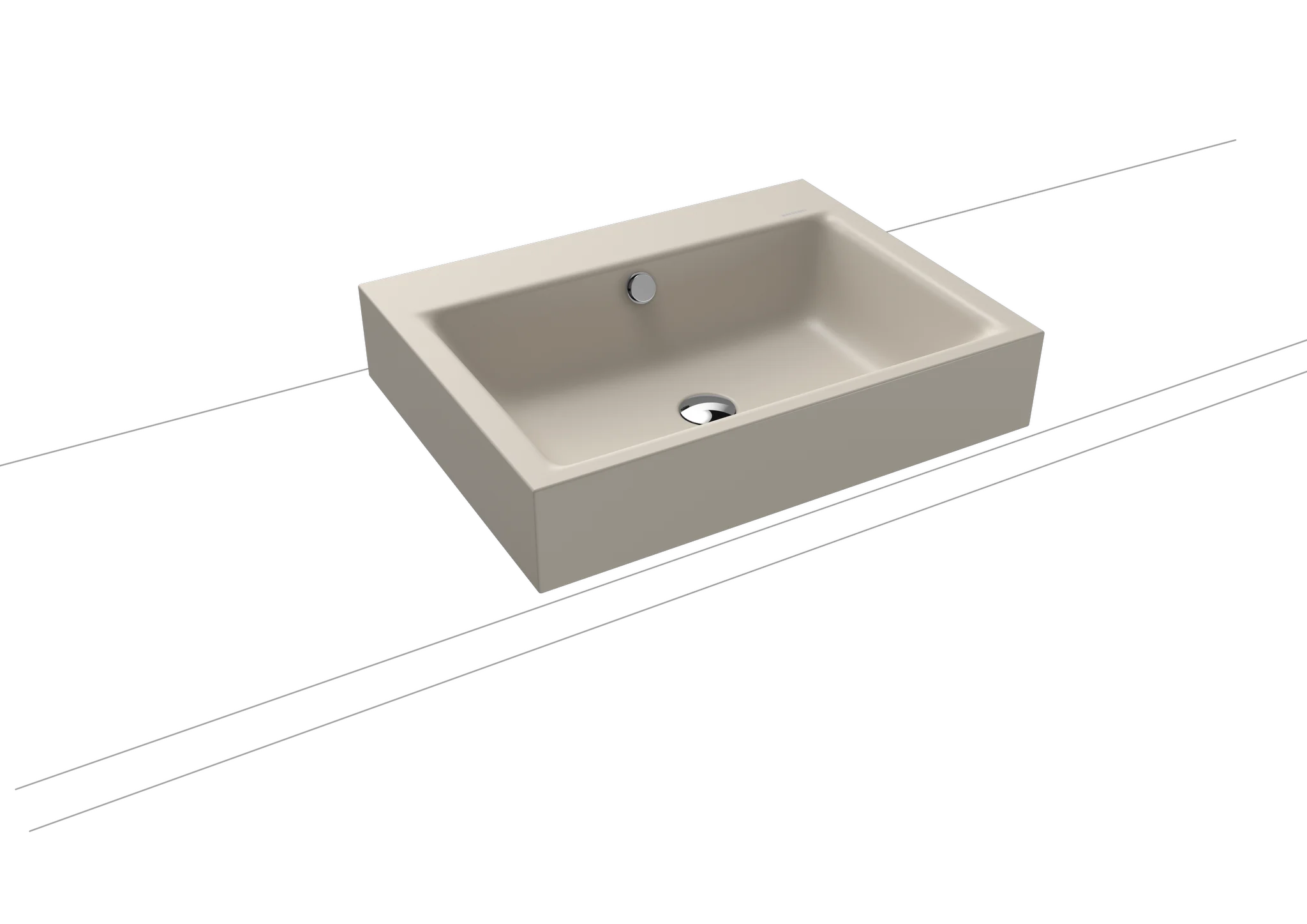 Kaldewei PURO Aufsatzwaschtisch, 600x460 mm, Randhöhe 120 mm, warm grey 10, Perl-Effekt, Antidröhn mit Überlauf