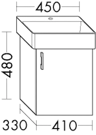Waschtischunterschrank Sys30 von burgbad – 1 Tür, 480 mm hoch, 410 mm breit, 330 mm tief