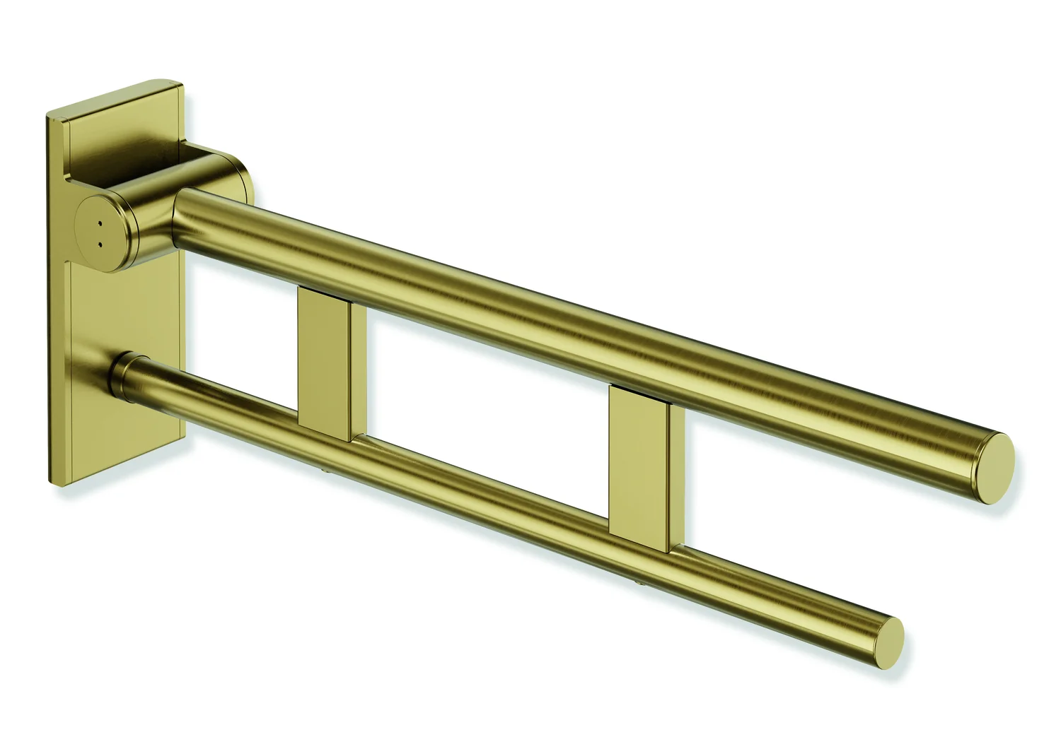 HEWI System 900 - Mobiler Stützklappgriff Duo, Edelstahl PVD gold gebürstet, Ausladung 600 mm, Höhe 210 mm, Breite 101 mm