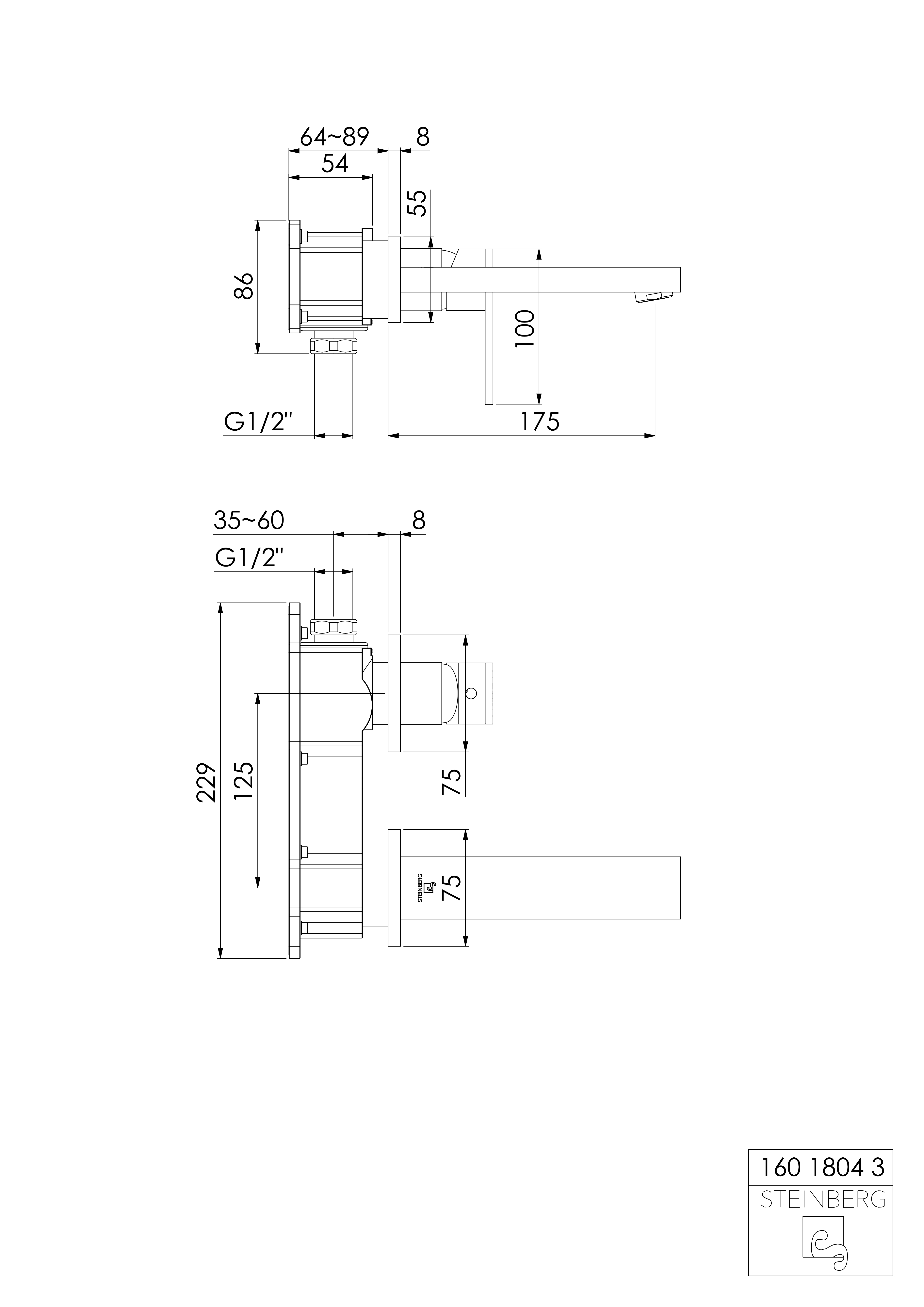 Serie 160 Fertigmontageset für Waschtisch-Einhebelmischer, 2 Rosetten, Ausladung: 17,5 cm Serie 160 Fertigmontageset für Waschtisch-Einhebelmischer, 2 Rosetten, Ausladung: 17,5 cm