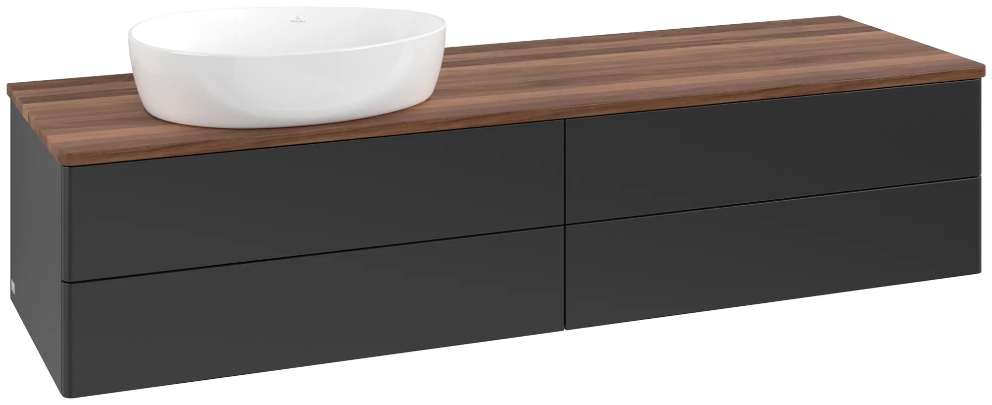 Villeroy & Boch Antao Waschbeckenunterschrank L26_1, 1600x360x500mm, Black Matt Lacquer / Warm Walnut