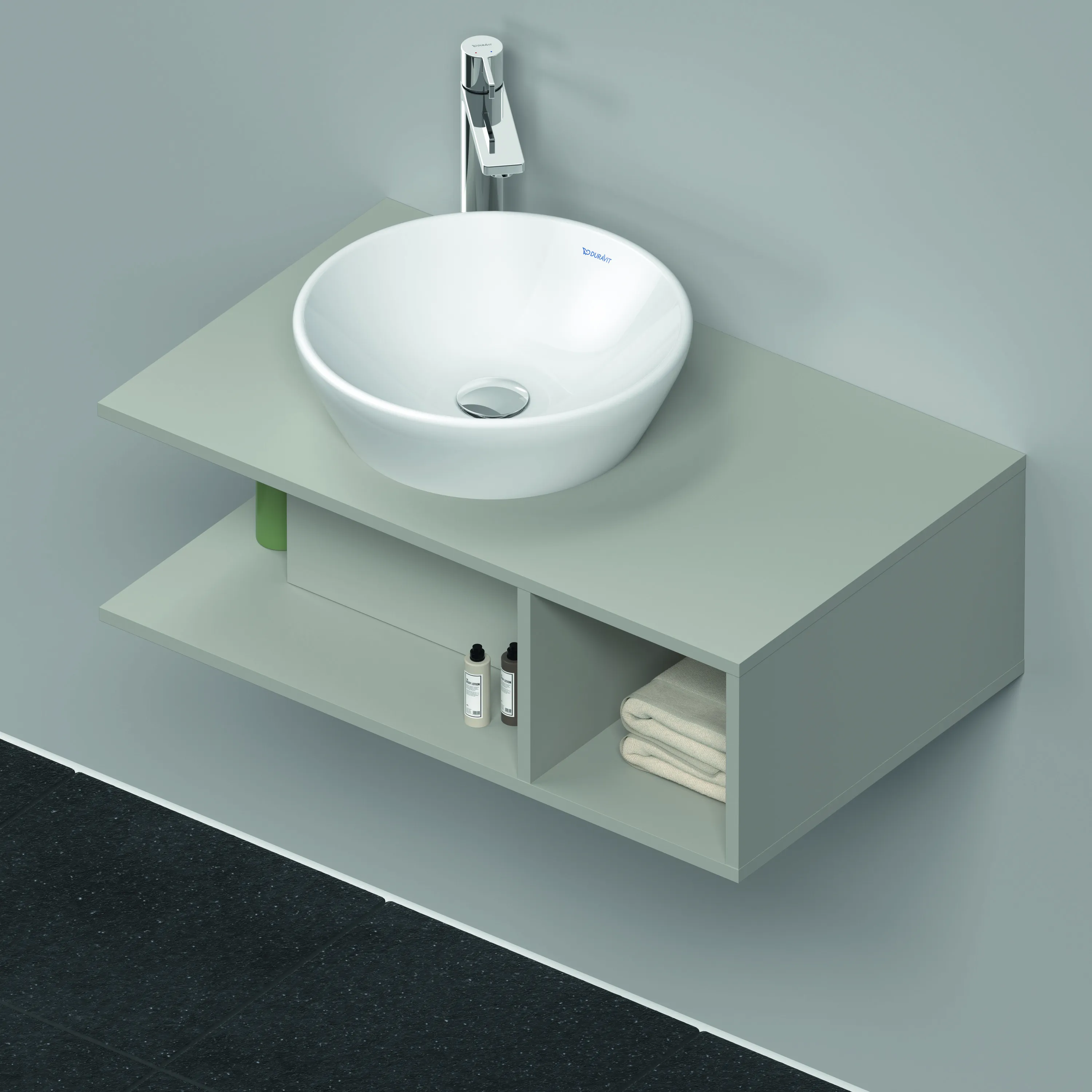 Duravit Waschtischunterschrank wandhängend „D-Neo“ 80 × 26 × 48 cm in Betongrau Matt