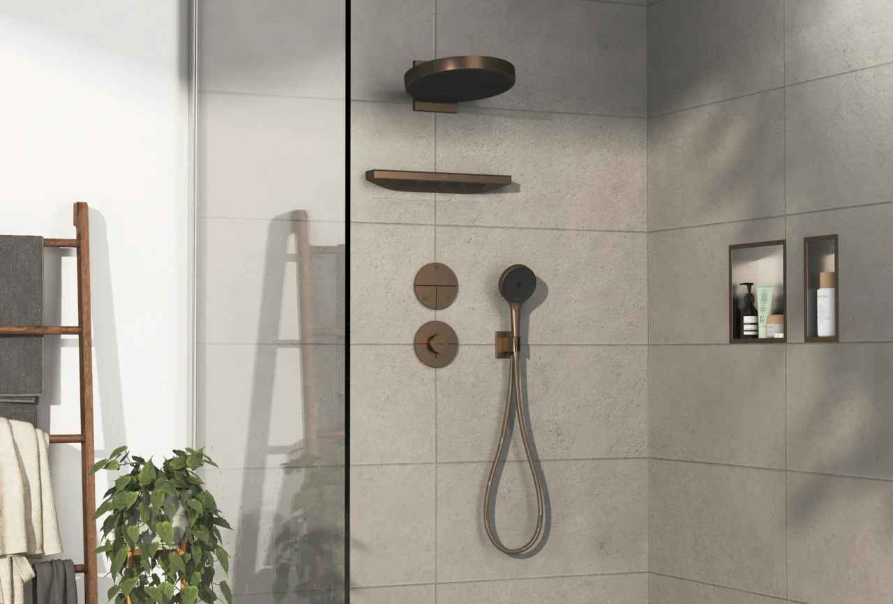 Hansgrohe ShowerSelect Comfort S Ventil Unterputz, Brushed Bronze, 3 Verbraucher, iBox universal 2, 26 l/min Durchfluss