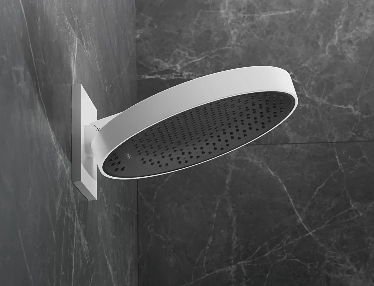 Hansgrohe Rainfinity Kopfbrause 360° 3jet, Wandmontage mattweiß, 360 mm Brausekopfgröße, DN15 Anschluss