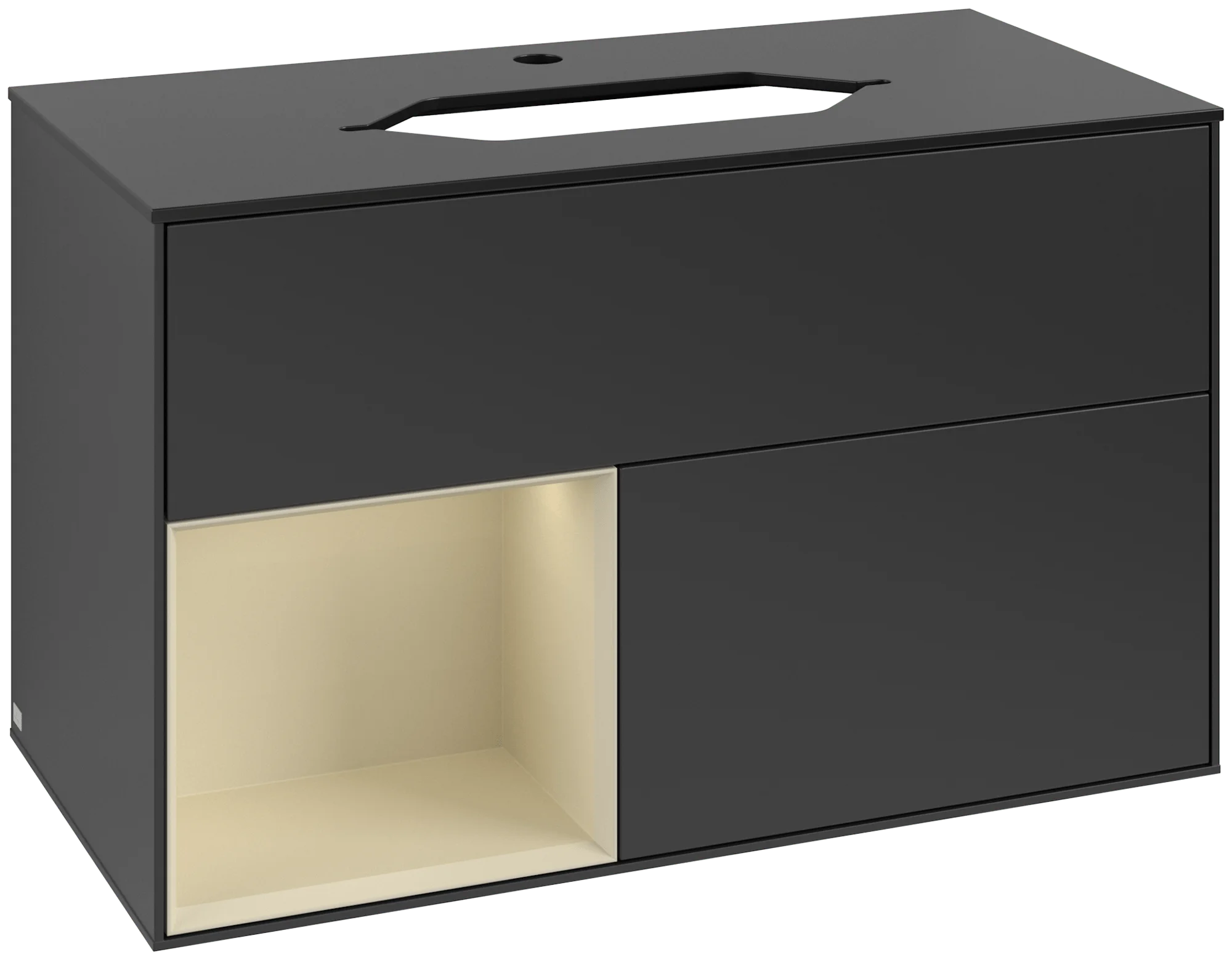 Villeroy & Boch Waschbeckenunterschrank Finion F24, 1000x603x501 mm, Black Matt Lacquer, mit Beleuchtung und Push-to-open Funktion