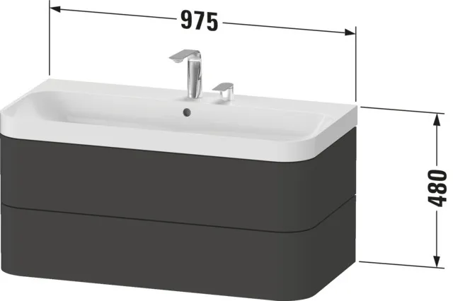 Duravit Waschtischunterschrank c-shaped Set wandhängend „Happy D.2 Plus“ 97,5 × 48 × 49 cm Nordic Weiß Seidenmatt