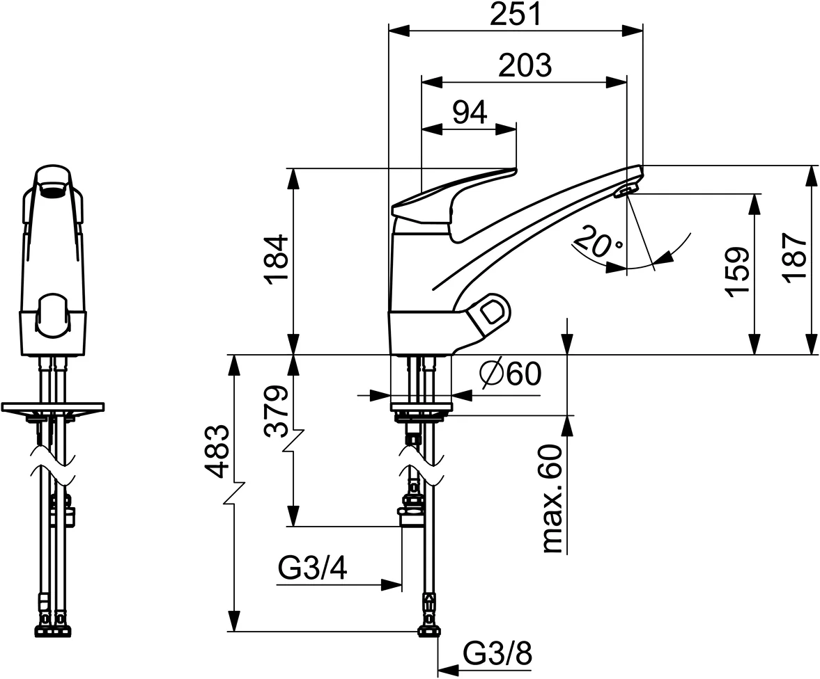 HansaMIX Einhebelmischer Küchenarmatur Chrom DN15 203mm HansaMIX Einhebelmischer Küchenarmatur Chrom DN15 203mm