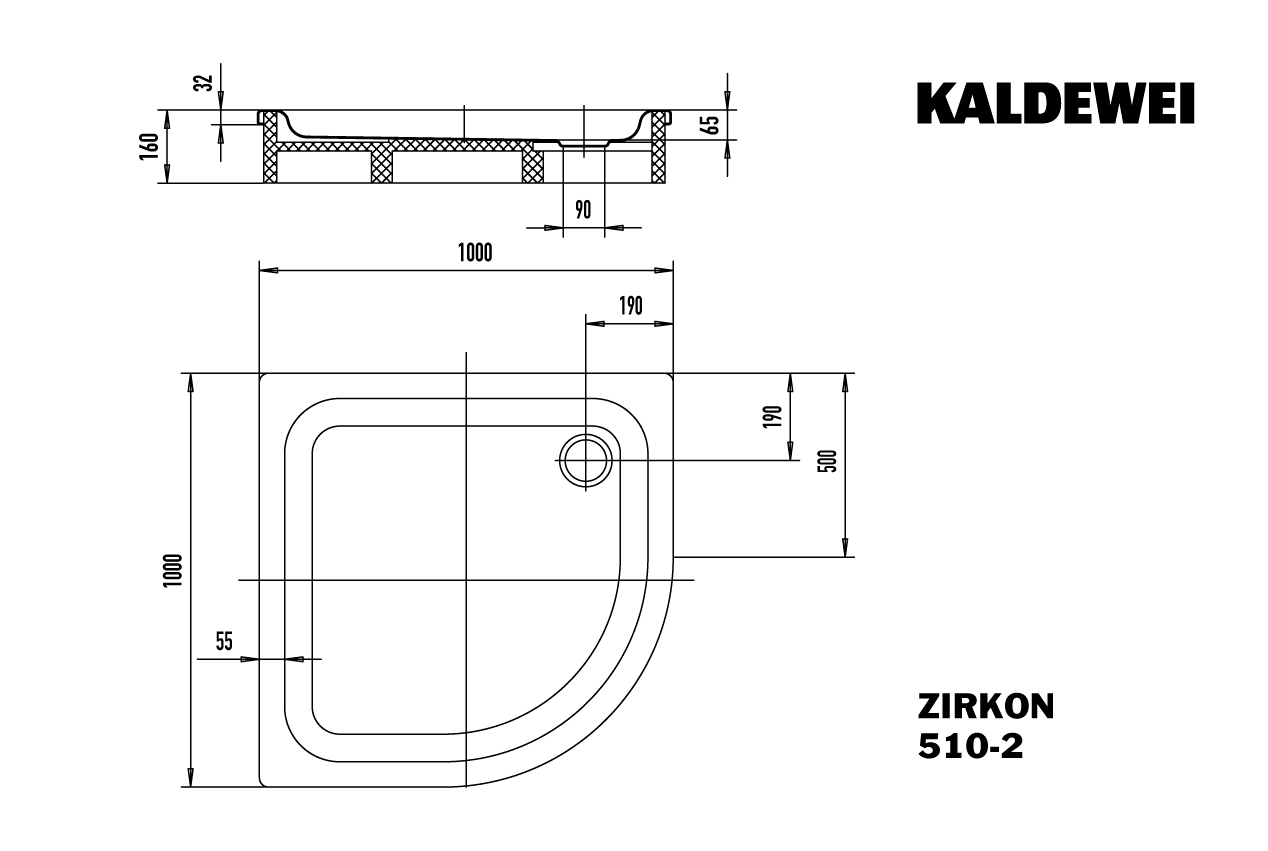 Kaldewei quadrat Duschwanne „Zirkon“ 100 × 100 cm in alpinweiß
