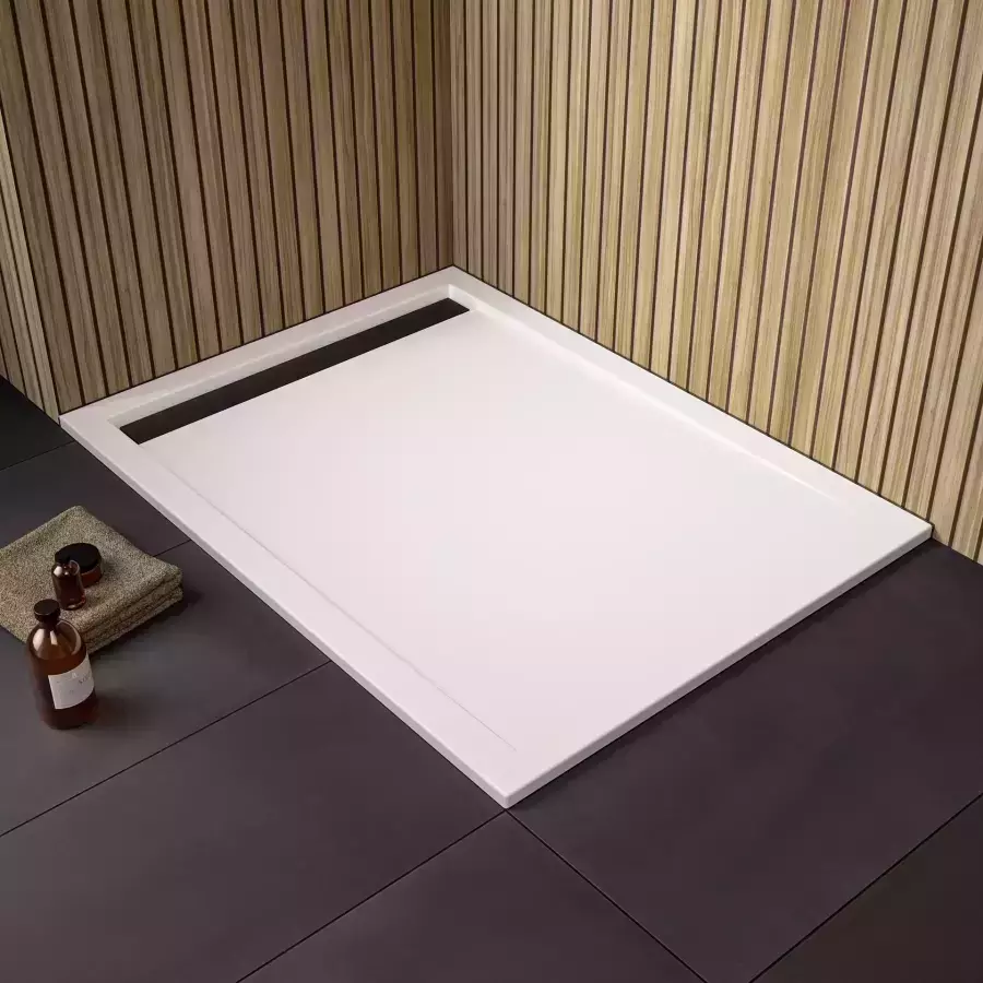 HSK rechteck Acryl-Duschwanne „superflach“ mit schmaler Ablaufrinne 90 × 120 cm mit Antislip