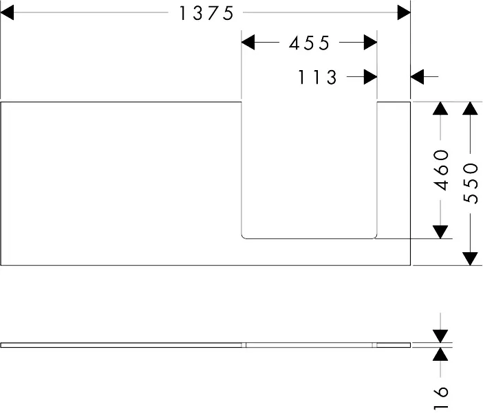 Hansgrohe Xilesa E Konsole 1375x550 mm, rechts mit Ausschnitt für Aufsatzwaschtisch geschliffen, Eiche Kaschmir Hansgrohe Xilesa E Konsole 1375x550 mm, rechts mit Ausschnitt für Aufsatzwaschtisch geschliffen, Eiche Kaschmir