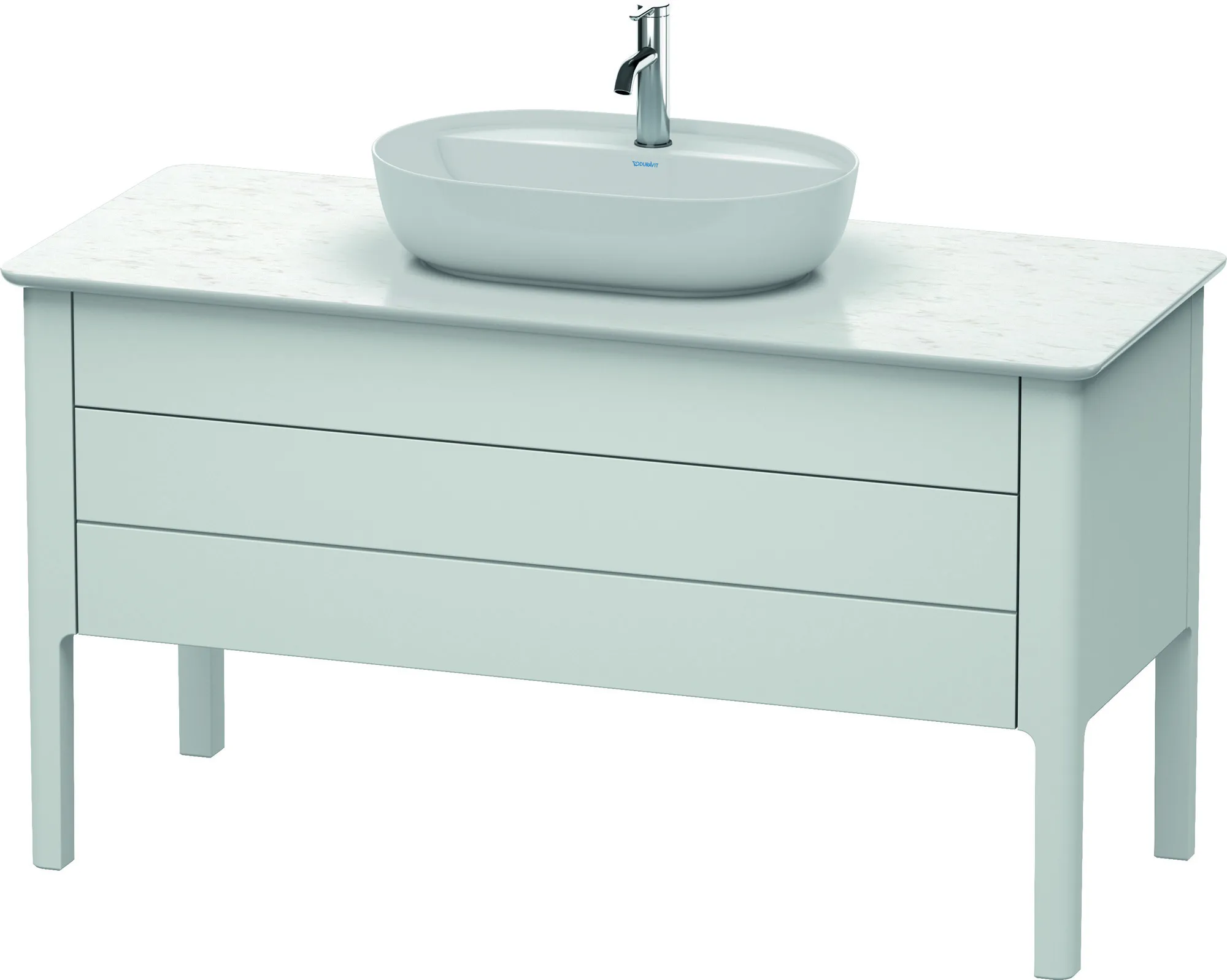 Duravit Waschtischunterschrank bodenstehend „Luv“ 133,8 × 74,3 × 57 cm Weiß Seidenmatt Becken: mittig / Front- & Korpusfarbe: Weiß Seidenmatt / Größe: 133,8 × 57 × 74,3 cm / Schubladen: 2 Duravit Waschtischunterschrank bodenstehend „Luv“ 133,8 × 74,3 × 57 cm Weiß Seidenmatt Becken: mittig / Front- & Korpusfarbe: Weiß Seidenmatt / Größe: 133,8 × 57 × 74,3 cm / Schubladen: 2