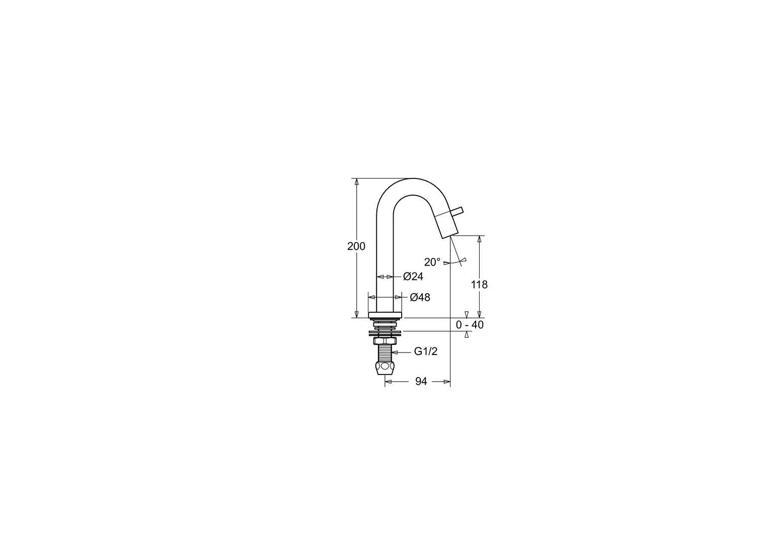 HansaNOVA Style Einhebelmischer Waschtischbatterie 5093, Ausladung 94 mm, DN15, Schwarz