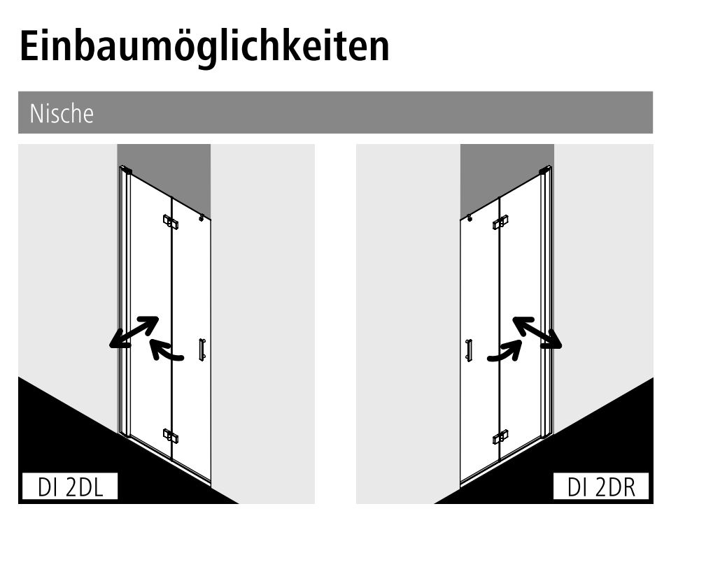 Kermi Pendel-Falttür links „Diga“ Glas SR Opaco, Profile Silber Hochglanz, Falttür BV: 1183 - 1208 mm WE: 1183 - 1208 mm H: 2000 mm Kermi Pendel-Falttür links „Diga“ Glas SR Opaco, Profile Silber Hochglanz, Falttür BV: 1183 - 1208 mm WE: 1183 - 1208 mm H: 2000 mm