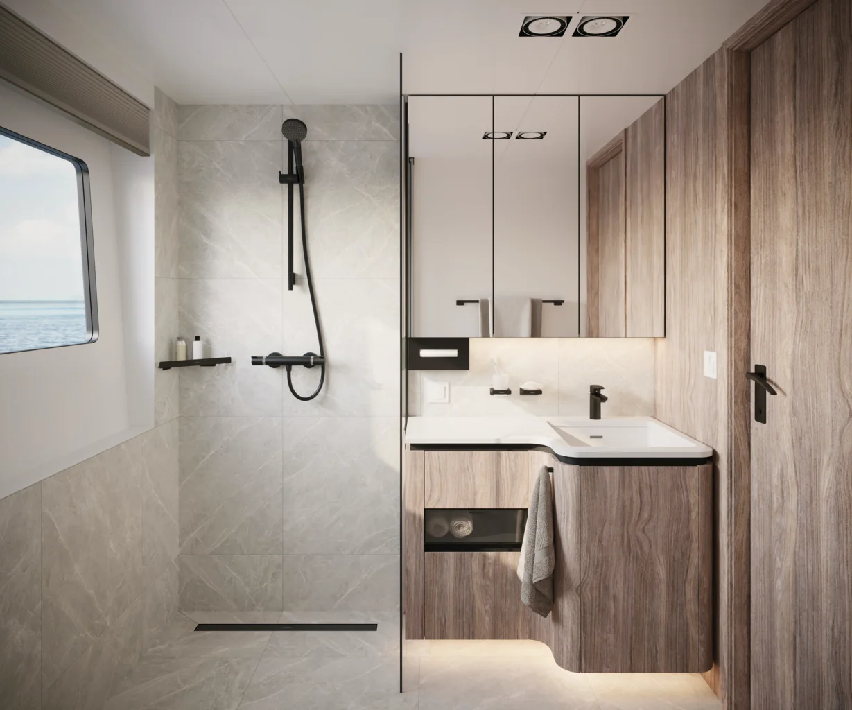 Hansgrohe RainDrain Match Duschrinne 800 mm, Mattschwarz, höhenverstellbarer Rahmen, Edelstahl V2A, bis 18 mm Fliesenstärke