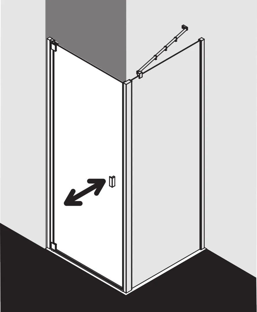 Kermi Pendeltür 1-flügelig links für Nische und Ecke „RAYA“ Glas Klar, Profile Silber Mattglanz, BV: 718 - 758 mm GAK: 705 - 735 mm WE: 718 - 758 mm H: 1850 mm