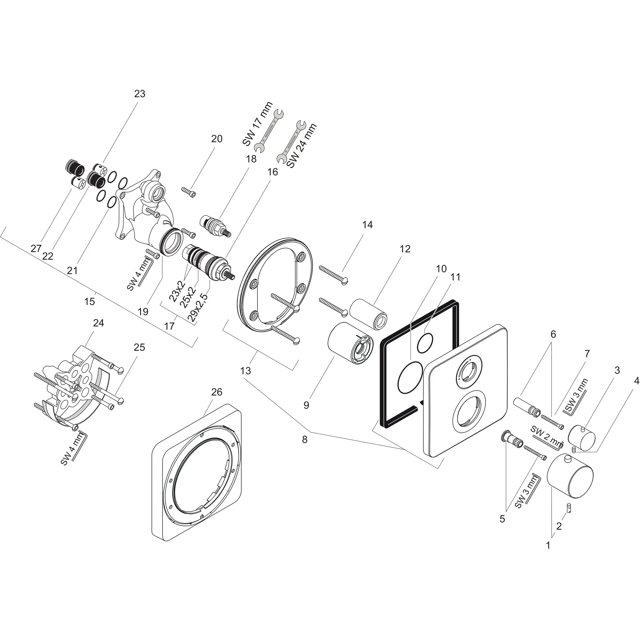 Thermostat Unterputz Axor Citterio M F-Set chrom m.Absperrventil/Hebelgriff