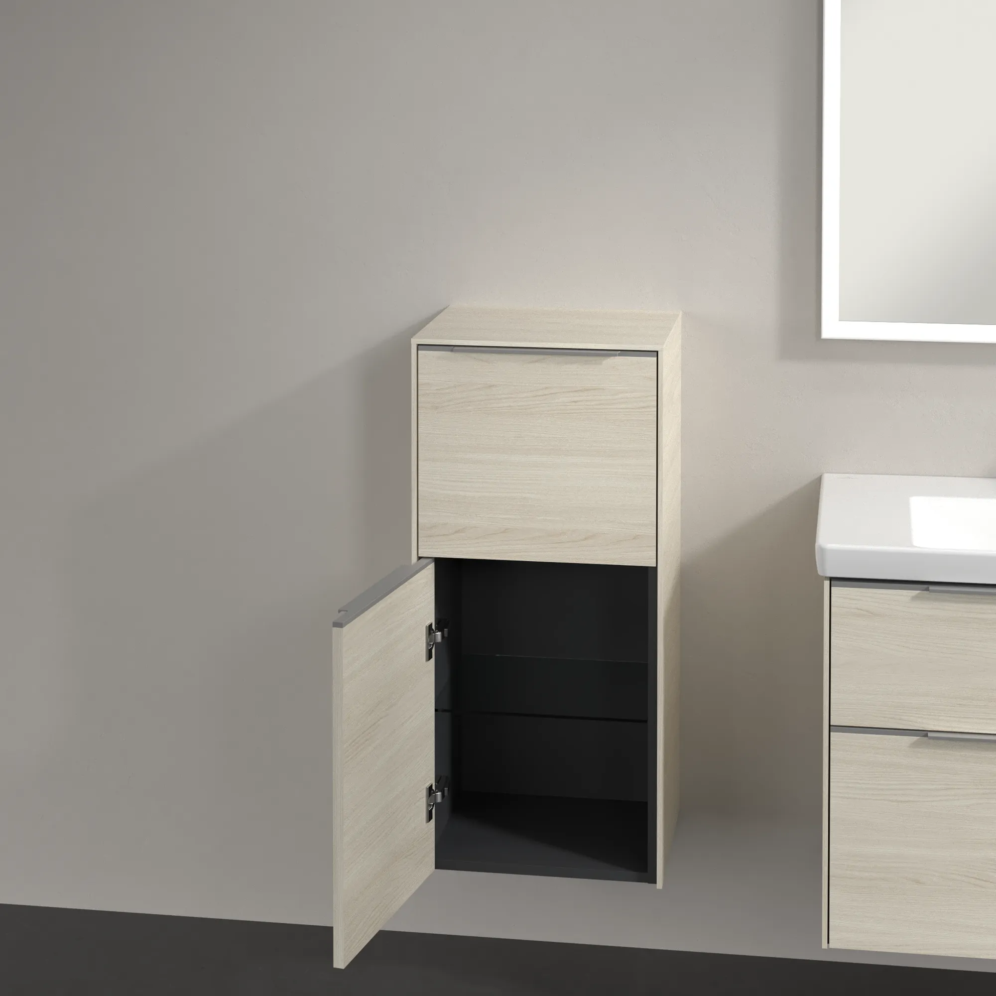 Villeroy & Boch Seitenschrank „Subway 3.0“ 40 × 86 × 36,2 × 36,2 cm 1 Auszug, 1 Tür, Anschlag (Scharnier) links, 1 Tür, Anschlag links